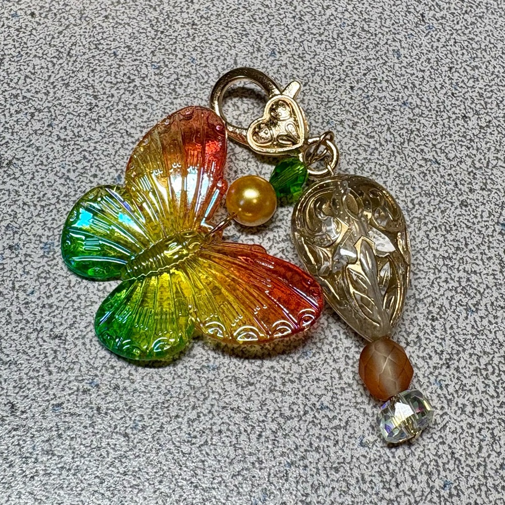 Colorful Butterfly Keychain Charm-purse bling/purse dangle